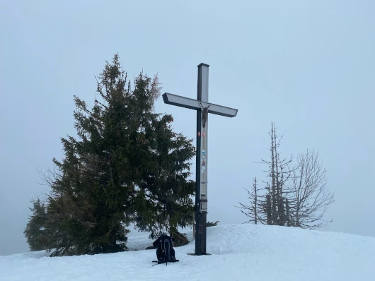 Großer Ochsenkopf Gipfelkreuz Allgäu Winterwanderung